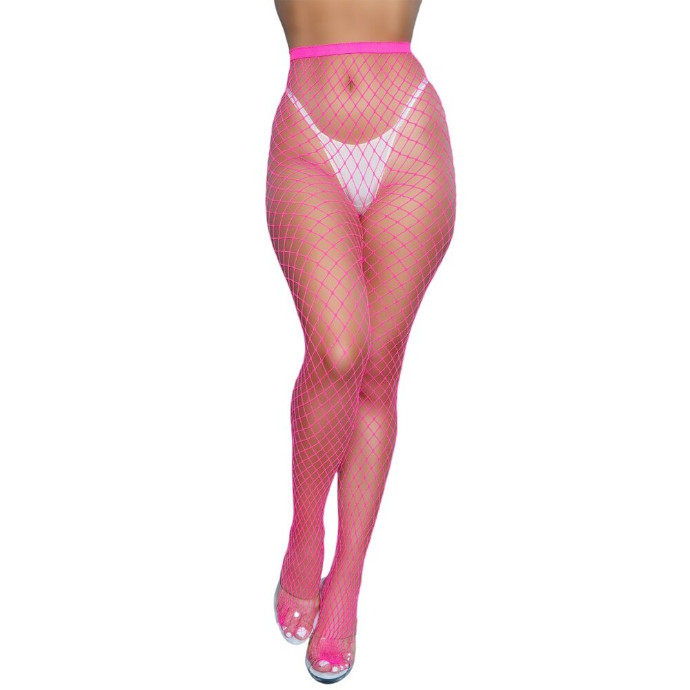 Hot Pink Diamond Net Pantyhose